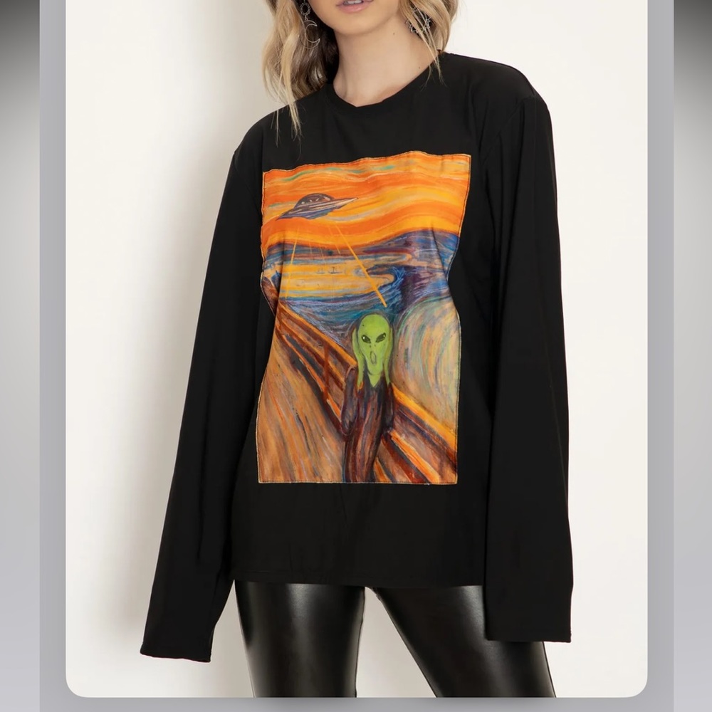 SPACE SCREAM PATCH SWEATER